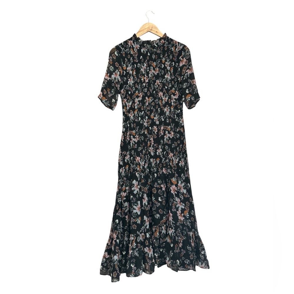 Veronica Beard Gabi Floral Smocked Dress Black Size 2 (XS) - Picture 2 of 13
